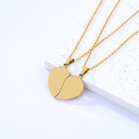 Collier de couple en acier inoxydable avec pendentif en forme de cœur à assembler, demi-cœur, gravure au laser, logo, matériau vierge, impression de contenu, photo