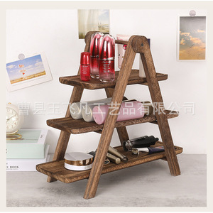 Plateau à trois niveaux en bois d'acacia 34,2 cm, plateau de service pour restaurant, pour la présentation de gâteaux et de desserts - Product Image 3