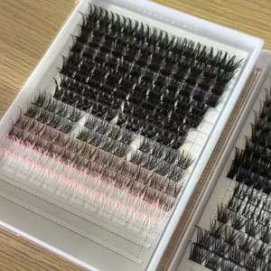 Kit d'extension de cils en grappes personnalisées à prix d'usine, pré-coupées, avec étiquette privée, pour pose DIY - Product Image 2