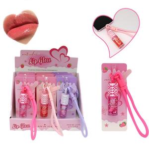 Gloss à lèvres liquide hydratant végétalien mignon avec porte-clés, étiquette privée personnalisable, saveur de fruits hydratante, 6,5 ml - Product Image 1