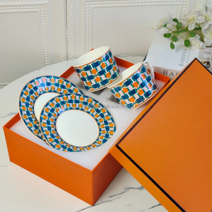 Hot Sale European Luxury Red and Blue Circle Porcelain <b>Tea</b> <b>Cup</b> & Saucer <b>Set</b> - Product Image 5