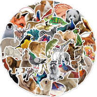 50 autocollants en PVC imperméables à thème animalier de dessin animé, autocollants décoratifs DIY pour ordinateur portable, bagages, adolescents et adultes, cadeau