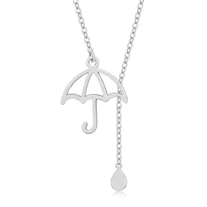 Personalized Umbrella Lariat Y Necklace with Rain Drop Unique Necklace