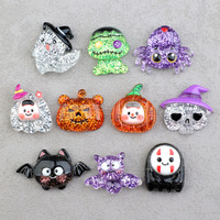 En gros Halloween Fantôme Citrouille Chauve-Souris Écologique Résine DIY Junk Téléphone Trou Chaussures Patch Cheveux Ornements Matériel Paquet