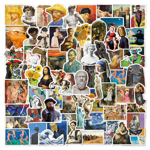 100 Uds artista del Renacimiento italiano <span class=keywords><strong>Leonardo</strong></span> Da Vinci pegatina de pintura al óleo clásica de moda pegatina de dibujos animados - Product Image 4