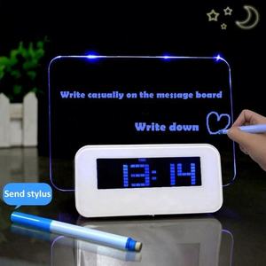 Tablero de mensajes fluorescente LED multifuncional Reloj despertador Sensor de luz nocturna Reloj digital - Product Image 4