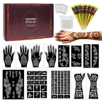 Kit de Tatouages au Henné Naturel Imperméable GP Wholesale – Motifs Indiens, Faux Tatouages pour Femmes (Visage, Corps, Bras) – Fournitures de Fête