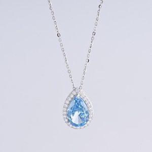 Collier en argent sterling 925 personnalisé avec zircone rose simple, plaqué rhodium, pour tous les jours, pour filles, été. - Product Image 4