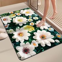 Tapis de sol en diatomite personnalisé en caoutchouc 3D à fleurs, séchage rapide, antidérapant, absorbant, tapis de salle de bain, tapis de douche