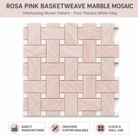Mosaïque en marbre rose de qualité supérieure, motif tressé, à prix avantageux, style européen et américain, pour murs et sols intérieurs