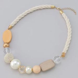 สร้อยคอลูกปัดแฟชั่น ของขวัญวันวาเลนไทน์ สร้อยคอเชือกโลหะประดับมุก สร้อยคอลูกปัดอะคริลิก - Product Image 6