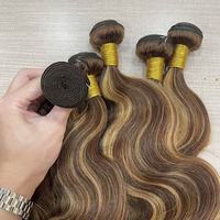 Extensions de Cheveux Humains Vierges Ondulés Couleur Piano, Lots de Cheveux Bruns et Blonds avec Mèches, 10-30 Pouces, Vente en Gros