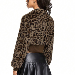 เสื้อโค้ทขนเฟอร์ลายเสือดาวแบบซิปสำหรับผู้หญิง แฟชั่นฤดูหนาวใหม่ อุ่นสบาย ทรงเข้ารูป - Product Image 2