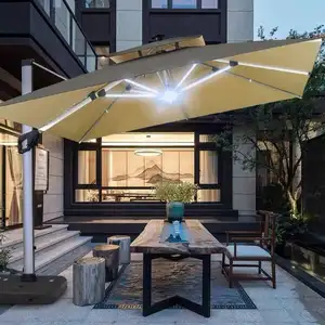 Parasol de plage Parasol de jardin Grand parasol extérieur en porte-à-faux Parasols de patio avec lumière LED