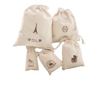 Organic Cotton <b>Canvas</b> Mini Folding Letter Pattern <b>Drawstring</b> Gift Pouch <b>Bag</b> with Custom Logo Print-Multi-Use Wholesale - Product Image 1