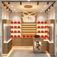 Ensemble de comptoirs d'exposition personnalisés pour magasin d'optique, vitrine murale complète pour lunettes et sacs à main avec éclairage LED