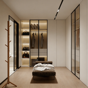 ตู้เสื้อผ้ามินิมอลแบบโรงงานพร้อมไฟ LED ตู้เสื้อผ้าแบบโมดูลลาย<span class=keywords><strong>ไม้</strong></span>สำหรับห้องนอน ตู้เสื้อผ้าแบบวอล์กอินสั่งทำได้ ขายส่ง - Product Image 6