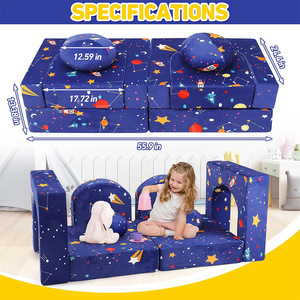 Canapé pliant en mousse pour enfants, thème spatial, dès 2 ans, mobilier de jeu pour enfants - Product Image 2