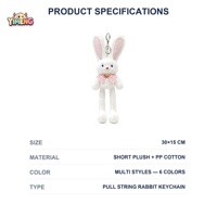 Porte-clés en peluche de lapin extensible style chinois 30 cm, doux et moelleux, fonction couverture réconfortante, compagnon mignon, cadeau pour tous les âges