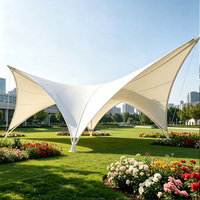 Structure de membrane tendue pour abri d'extérieur, pavillon multicolore, membrane architecturale tendue par câble pour parc et place publique