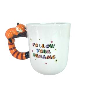 كوب أحمر سيراميك على شكل باندا مقبض قهوة مضحكة كوب حليب لاتي أكواب ظريفة - Product Image 4