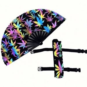 พัดพับสะท้อนแสง ลายดาวโฮโลแกรม พร้อมที่วางพัด มีสินค้าในสต็อก - Product Image 3