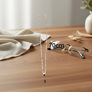 Cadena de cuentas cuadradas Angelina de 70 cm para gafas, correa para el cuello, piezas metálicas ligeras - Product Image 2