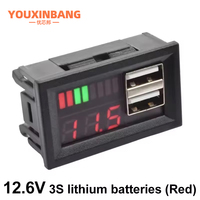 Indicateur de Capacité de Batterie Numérique Plomb-Acide LiFePO4 Lithium, Testeur Voltmètre Double USB 12V pour Voiture et Moto Électrique, Précision 2%