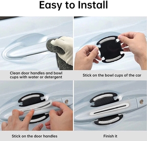 Conjunto de 8 Adesivos Protetores de Maçaneta de Carro de Luxo com Ajuste Universal, Fita Refletiva, <span class=keywords><strong>Design</strong></span> em Fibra de Carbono e Opção de Logotipo Personalizado - Product Image 6