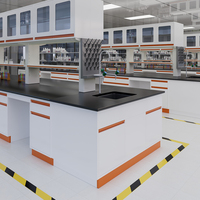 Banc de travail de laboratoire tout acier sur pied, table d'islande spécialisée pour laboratoire de physique avec prise et robinet