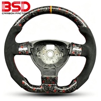 Amélioration de l'intérieur de la voiture, volant personnalisé en cuir et fibre de carbone pour VW Volkswagen Golf 5 Mk5 GTI TSI Passat Maiteng Touran