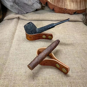 Supporto per Pipa in Pelle PU <span class=keywords><strong>Vintage</strong></span> Regolabile Nero Marrone Custodia per Accendino in Pelle Resistente Accessori Porta Pipa Logo Personalizzato - Product Image 1