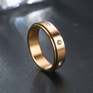 Or cristal soulagement de l'anxiété filature Couple anneaux pour les amoureux rotatif en acier inoxydable Fidget <span class=keywords><strong>Spinner</strong></span> anneau bijoux cadeaux - Product Image 3