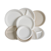Assiette jetable ronde de 7 pouces en bagasse, résistante, écologique, biodégradable, sans PFAS, résistante à l'huile et à l'eau, compatible micro-ondes, pour fêtes