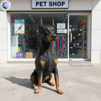 Statue de Doberman réaliste grandeur nature en fibre de verre et résine, sur mesure et créative, pour usage extérieur, maison et parc