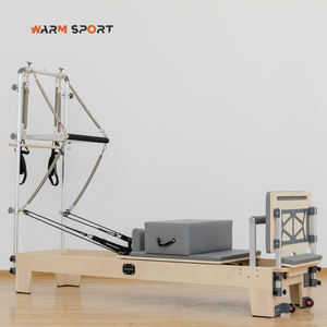 Reformer de Pilates de Madera de Arce con Forma de Medio Trapecio, con Torre Adaptable, Anillo de Pilates y <span class=keywords><strong>Bandas</strong></span> de Yoga, Jumpboard y Resortes de Doble Resistencia - Product Image 2
