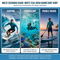 Vêtements de surf pour hommes en gros, résistants à l'eau, protection UPF 50+, finition DWR, résistants au chlore