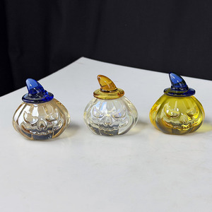 Figuras <span class=keywords><strong>de</strong></span> Cristal K9 al por Mayor, Calabaza Espeluznante con Sombrero <span class=keywords><strong>de</strong></span> Bruja, Adornos <span class=keywords><strong>de</strong></span> Cristal para Halloween, Juego Surtido - Product Image 1