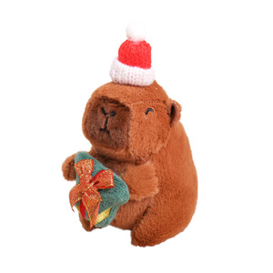 Porte-clés en peluche Capybara de Noël mignon, jouet animal en peluche, pendentif porte-clés, poupée Capybara 3D Père Noël, mini breloque porte-clés, cadeau - Product Image 6