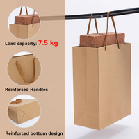 Sacs cadeaux de luxe en papier kraft brun épais avec poignées en corde, impression personnalisée, sacs de transport robustes pour l'emballage du thé, du café et du vin