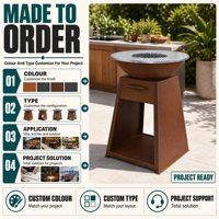 Barbecue Plancha Polyvalent et Résistant aux Intempéries pour Villa, Patio, Cuisson et Réunions, Table de Barbecue Extérieure en Acier Commercial