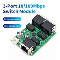 Module de commutateur PoE Ethernet rapide non géré 3 ports 10/100 Mbps, carte PCBA de commutateur réseau RJ45 OEM ODM avec entrée de tension large