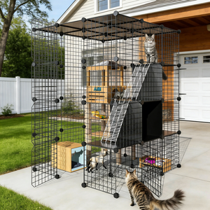 Gabbia per Conigli e Criceti, Sicura e Spaziosa, in Rete Metallica, Facile da Pulire, Traspirante, per Uso Domestico e Giardino, Design Aperto - Product Image 1