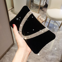 Nouvelle Pochette de Soirée de Luxe Tendance pour Femme 2026 YCH en Daim avec Strass Diamant Scintillant pour Soirées et Cérémonies