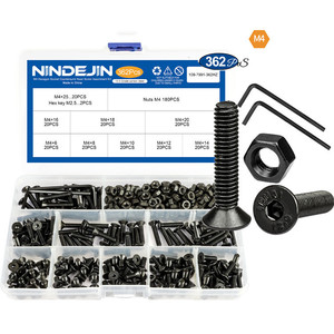 DIN 7991 Black Oxide <b>M4</b> Steel Hex Socket <b>Bolts</b> with Countersunk Head Allen <b>Bolts</b> Nuts Kits to Standard - Product Image 1