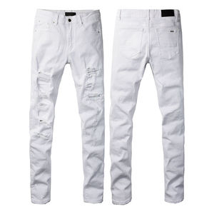 2025 High Quality Amri Jeans <strong>Men</strong> Streets Styles Custom Logo Designer Brand Hop <strong>Stretch</strong> Ripped Denim <strong>Men's</strong> - Product Image 6