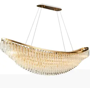 QLD6000-800 Postmodern Luxury Boat Shape Creative Crystal Chandelier for Hotel Lobby Long Dinning Table Villa Big Chandelier