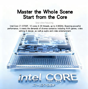 PC Desktop Gaming Intel Core I5 I7 con Case Panoramico, Computer ad Alte Prestazioni, Supporta RTX 3060, Design con Raffreddamento a Liquido per Esports - Product Image 4