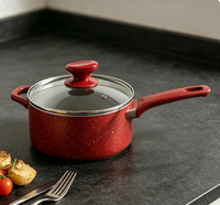 Marmite à soupe en aluminium avec revêtement céramique antiadhésif, design sans rebord, compatible avec tous les types de cuisinières, induction, four, ustensile de cuisson robuste et durable