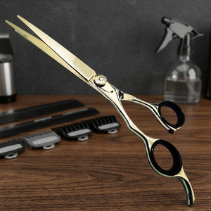 ASAP Professional Right Handed 7.5" Carbon Steel <b>Dog</b> Grooming Shear Scissors Medium Handle Blunt-Sharp Straight Blades - Product Image 3